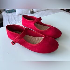 Red velour MaryJanes